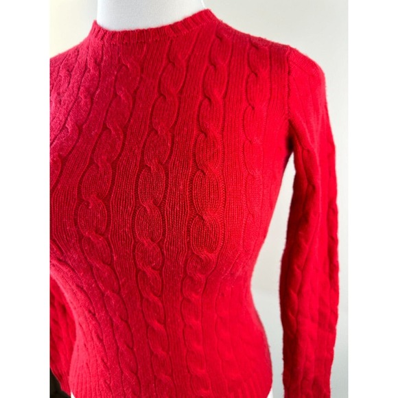 Ralph Lauren 100% Cashmere Slim Fit Cable Knit Crew Neck Sweater Red Size Small - Picture 14 of 15
